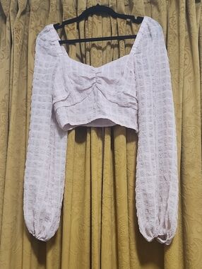 Size 34/2 Pale Pink Puff-Sleeve Cropped Blouse NA-KD